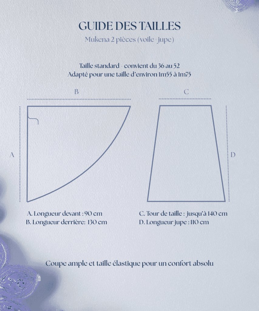 guide des tailles tenue de prière portable djouher