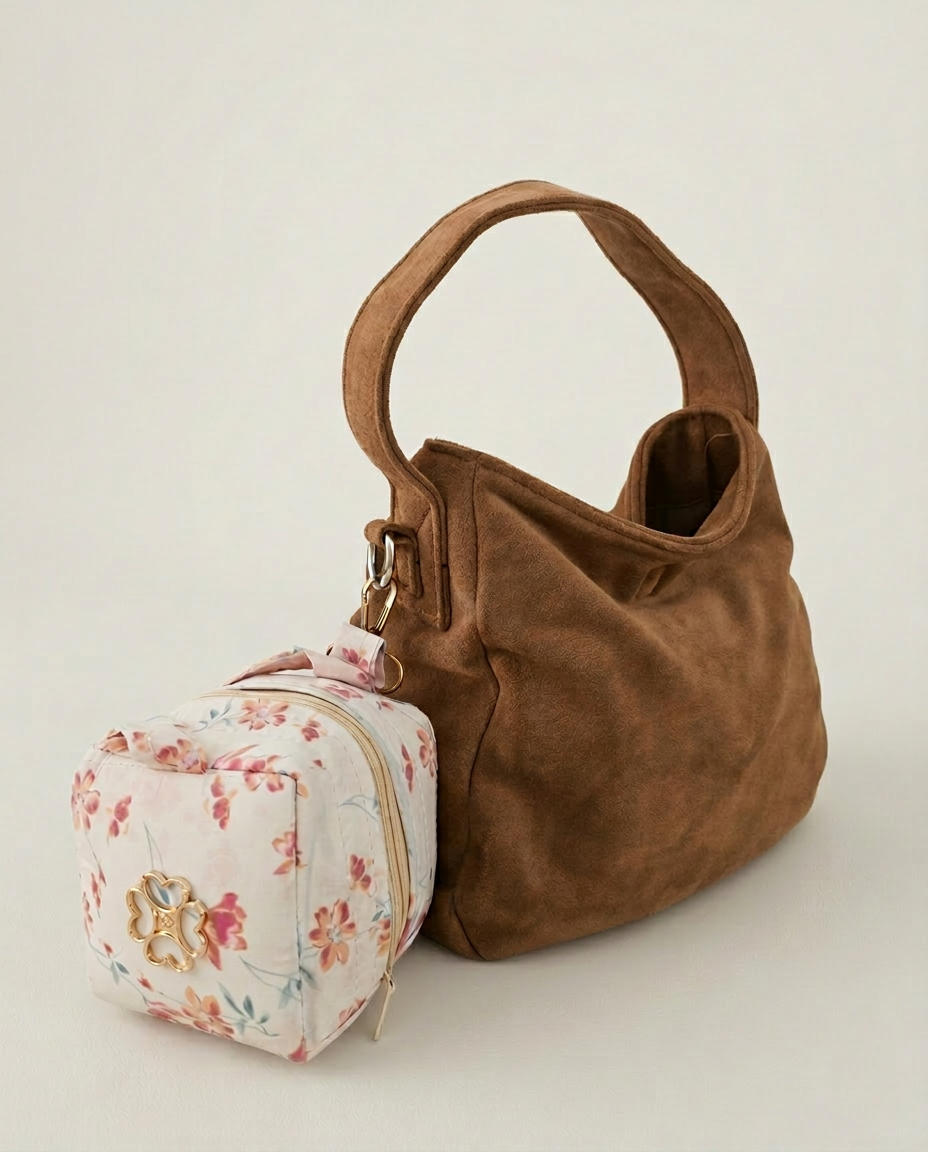 Tenue de prière compacte Rana Djouher accroché à un sac à main